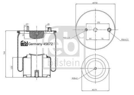 Кожух пневматической рессоры FEBI BILSTEIN 45672