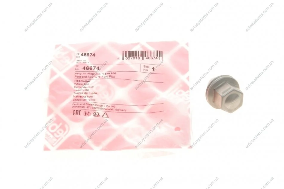 Гайка колісна Ford Connect 02- (M12x1.5) FEBI BILSTEIN 46674 (фото 1)