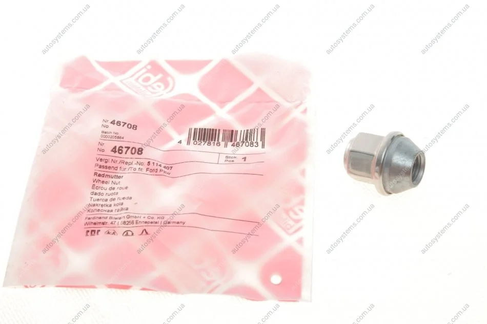 Гайка колісна Ford Transit 13- (M12x1.5) FEBI BILSTEIN 46708 (фото 1)