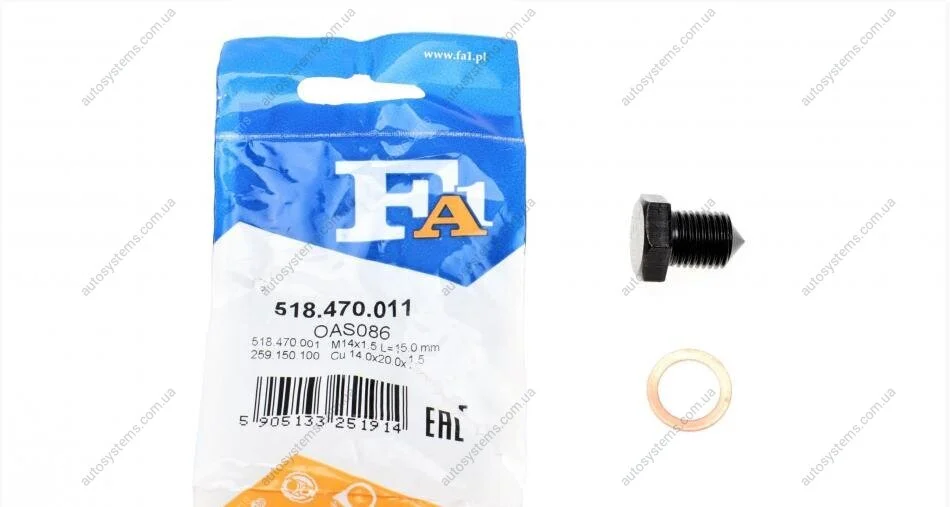 Пробка поддона Fischer Automotive One (FA1) 518.470.011 (фото 1)
