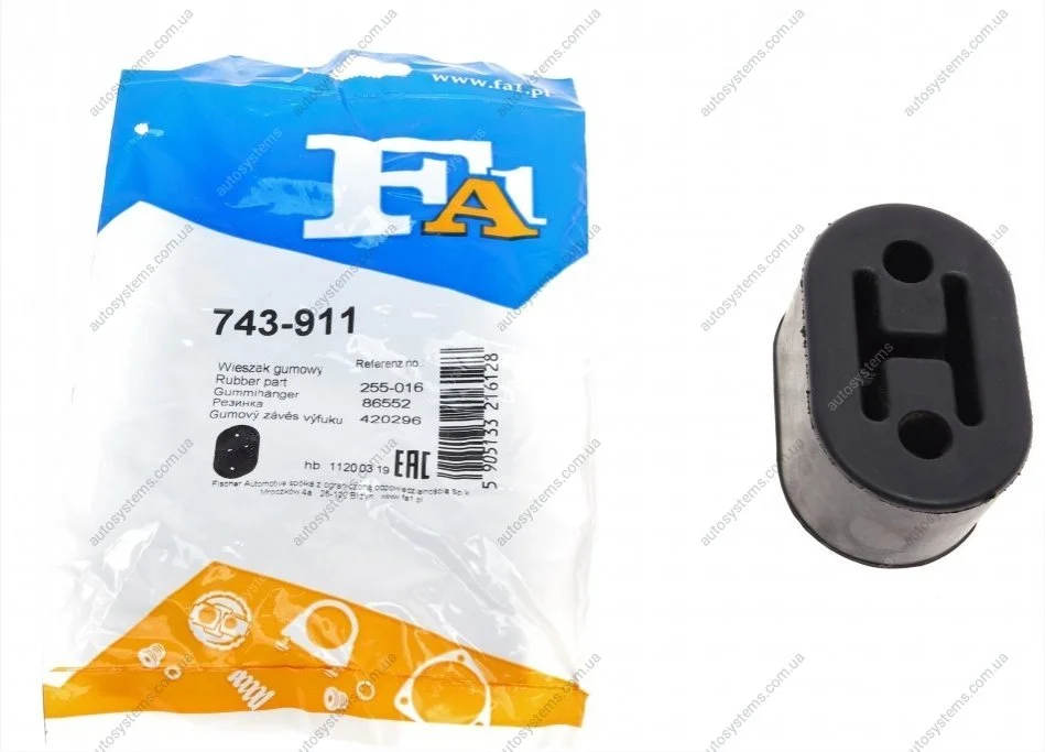 Гумка глушника Hyundai i30 1.4/1.6 CRDi 07-16/Mitsubishi Pajero 3.2 DI-D 00- Fischer Automotive One (FA1) 743-911 (фото 1)