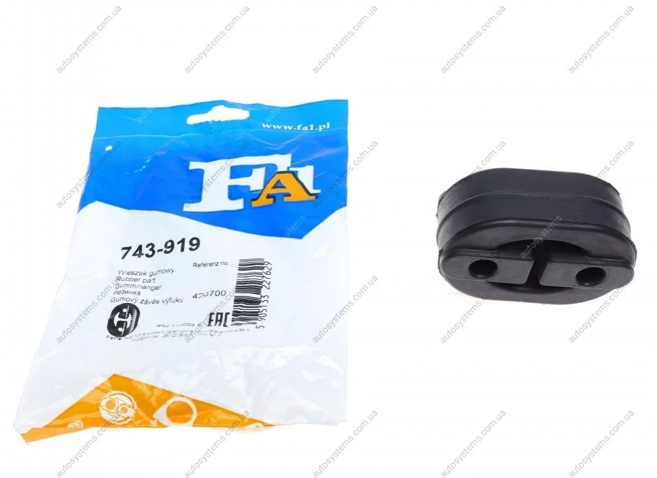 Гумка глушника Mitsubishi Galant 1.8/2.0/2.5 V6 92-96/Lancer VII 00-13/Outlander 2.0/2.2 DI-D 06- Fischer Automotive One (FA1) 743-919 (фото 1)