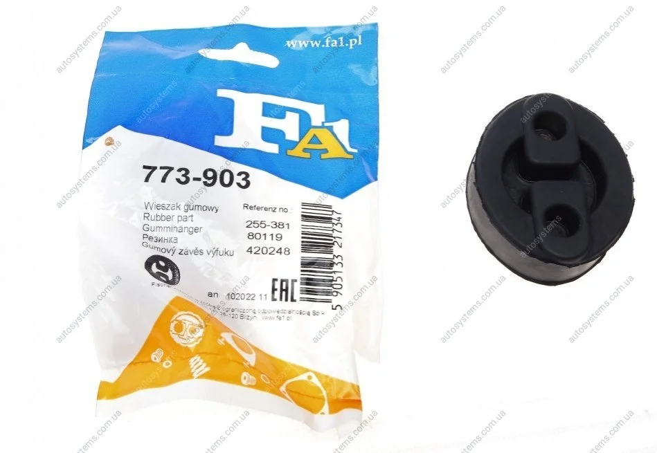 Гумка глушника Citroen/Chevrolet/Daewoo/Fiat/Hyundai/Kia/Mazda/Mitsubishi/Suzuki/Toyota/Volvo Fischer Automotive One (FA1) 773-903 (фото 1)