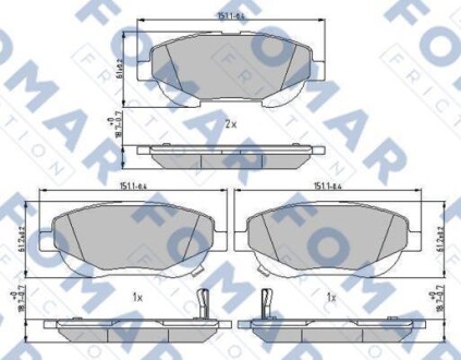 Тормозные колодки дисковые, комплект FOMAR FO 242381