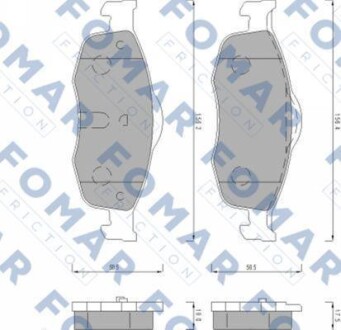 Тормозные колодки дисковые, комплект FOMAR FO 491681