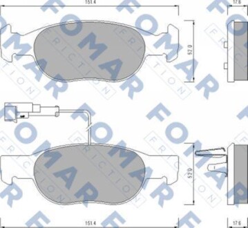 Тормозные колодки дисковые, комплект FOMAR FO 624381