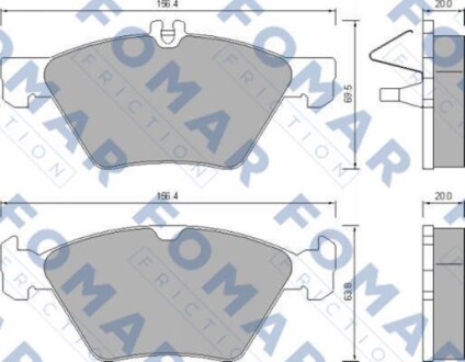 Тормозные колодки дисковые, комплект FOMAR FO 639081