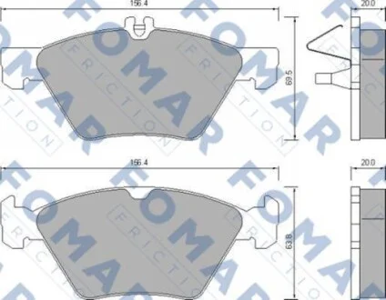 Тормозные колодки дисковые, комплект FOMAR FO 639081