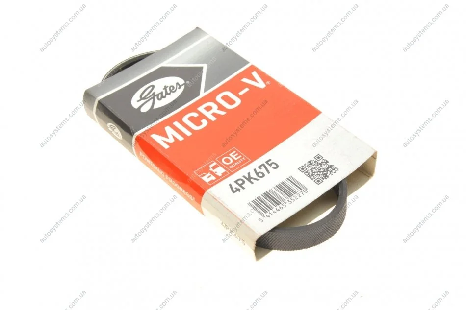 Ремінь генератора Hyundai i10/Fiat Doblo/Punto/Stilo 1.2/1.4 01- Gates 4PK675 (фото 1)
