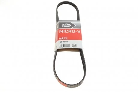 Ремінь генератора Fiat Fiorino 1.4/1.6i 93-01/Mitsubishi Galant 1.8/2.0 87-03/Toyota Hilux 2.4 97-05 Gates 4PK938