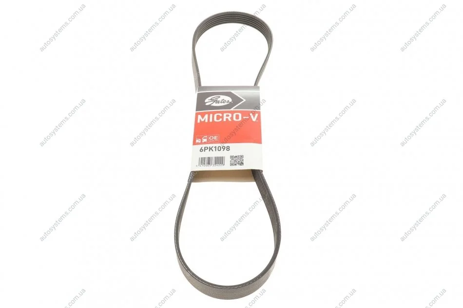 Ремінь генератора Citroen Jumper/Peugeot Boxer 2.0 94-/VW Caddy 1.4 04- Gates 6PK1098 (фото 1)