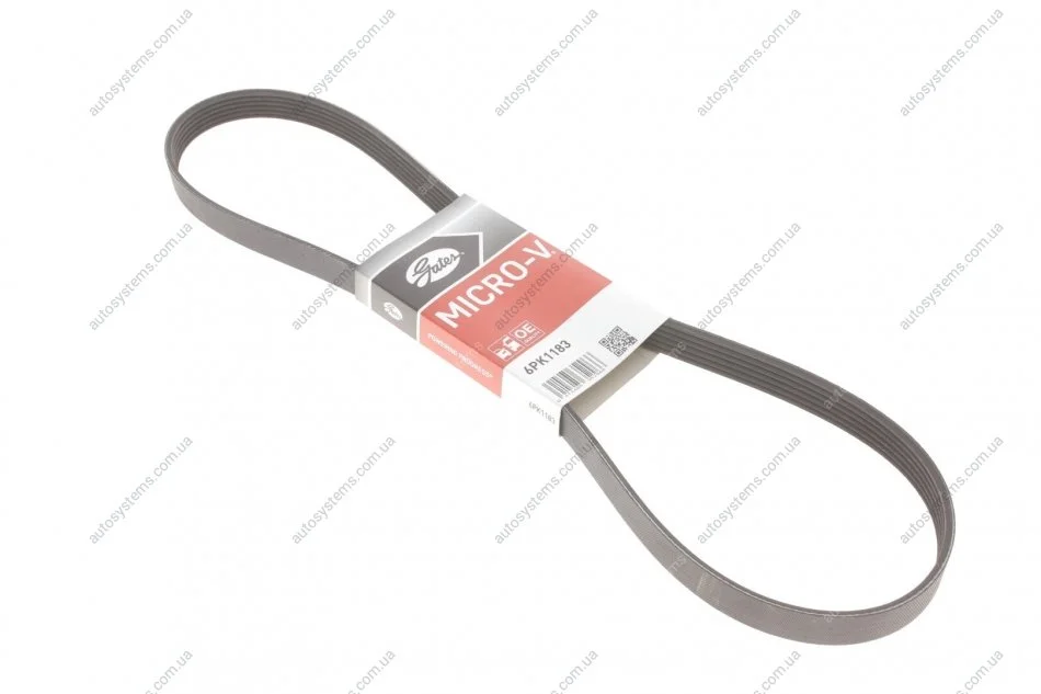 Ремінь генератора Citroen Jumper/Fiat Ducato/Peugeot Boxer 2.0/2.2HDi/JTD 02- Gates 6PK1183 (фото 1)