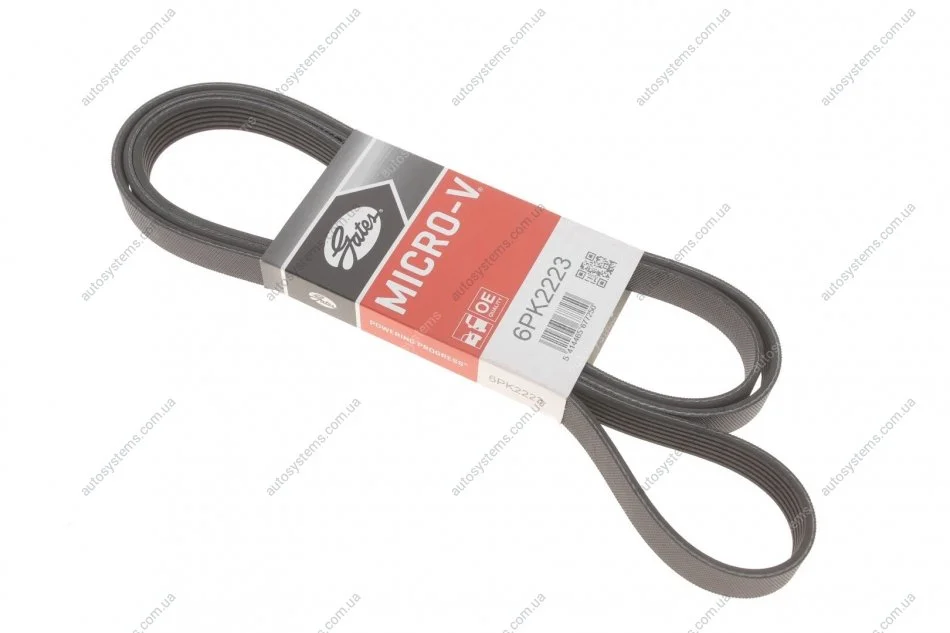 Ремінь генератора VW T4 2.5 90-03/Ford Fiesta/Mondeo 1.8/2.0 00-08/Jeep Grand Cherokee 4.7 01-08 Gates 6PK2223 (фото 1)