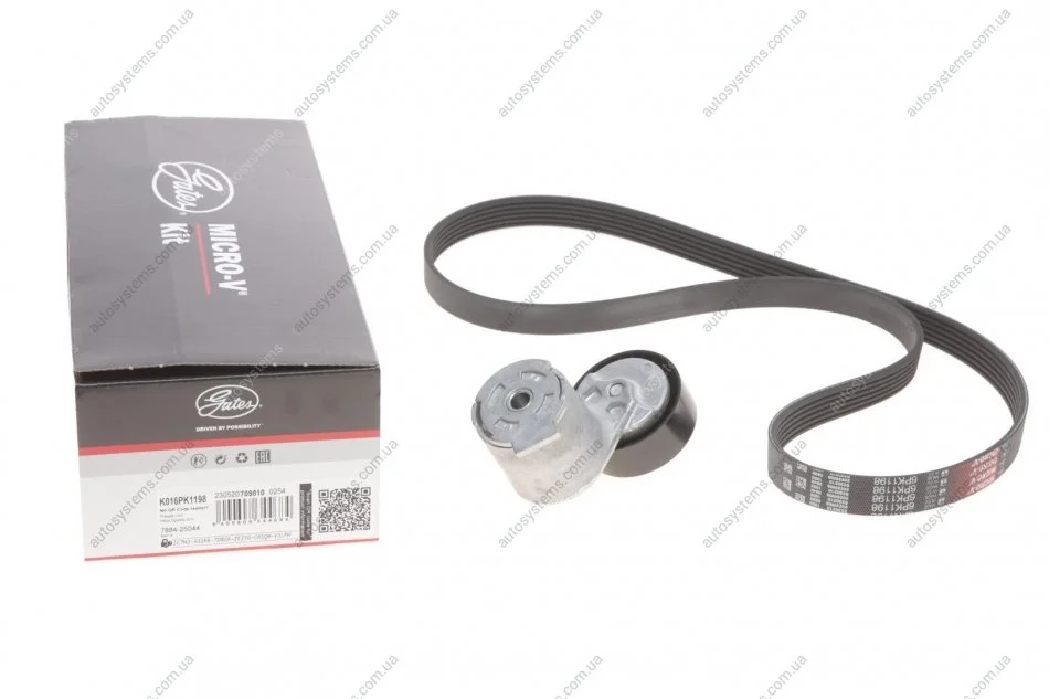 Комплект ременя генератора Renault Clio/Kangoo/Megane/Scenic 1.5dCi 01- (6PK1198) Gates K016PK1198 (фото 1)