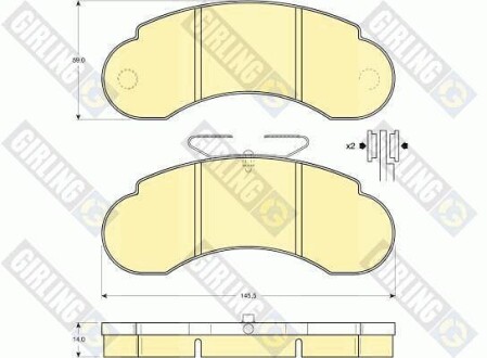 Тормозные колодки дисковые, комплект GIRLING 6109503