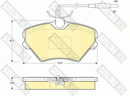 Тормозные колодки дисковые, комплект GIRLING 6110871