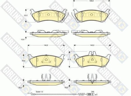 Тормозные колодки дисковые, комплект GIRLING 6114565