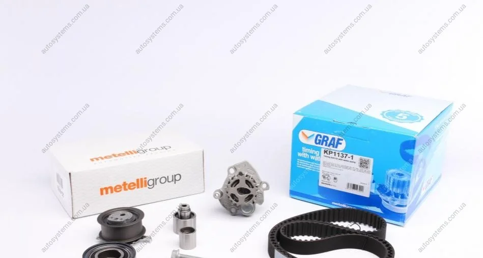 Комплект ГРМ + помпа VW Crafter/T5/T6/Caddy/Golf/Passat/Skoda/Audi 2.0TDI/BiTDI 08- (160х25)(PA1137) GRAF KP1137-1 (фото 1)