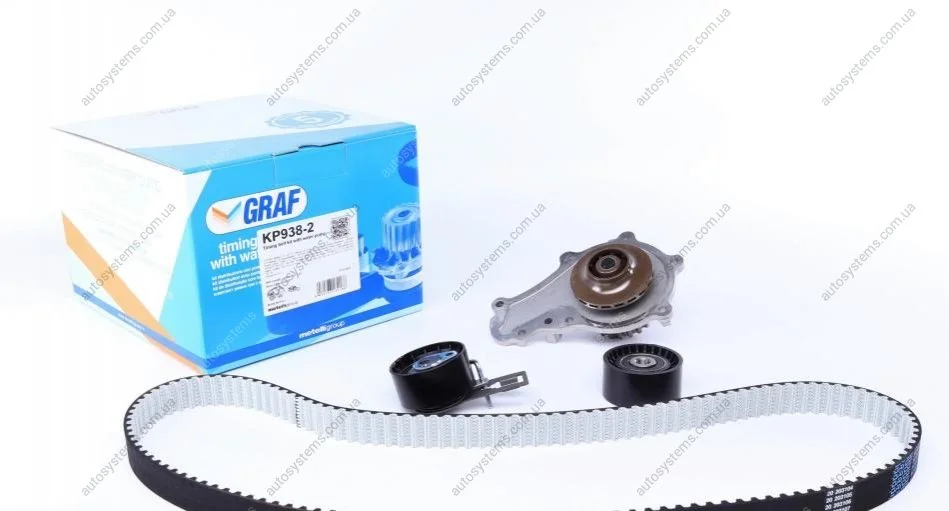 Комплект ГРМ + помпа Citroen/Peugeot 1.6HDI/Volvo 1.6 D2/Mazda 10-/Ford 1.6TDCI 13- (141x25) (PA938) GRAF KP938-2 (фото 1)