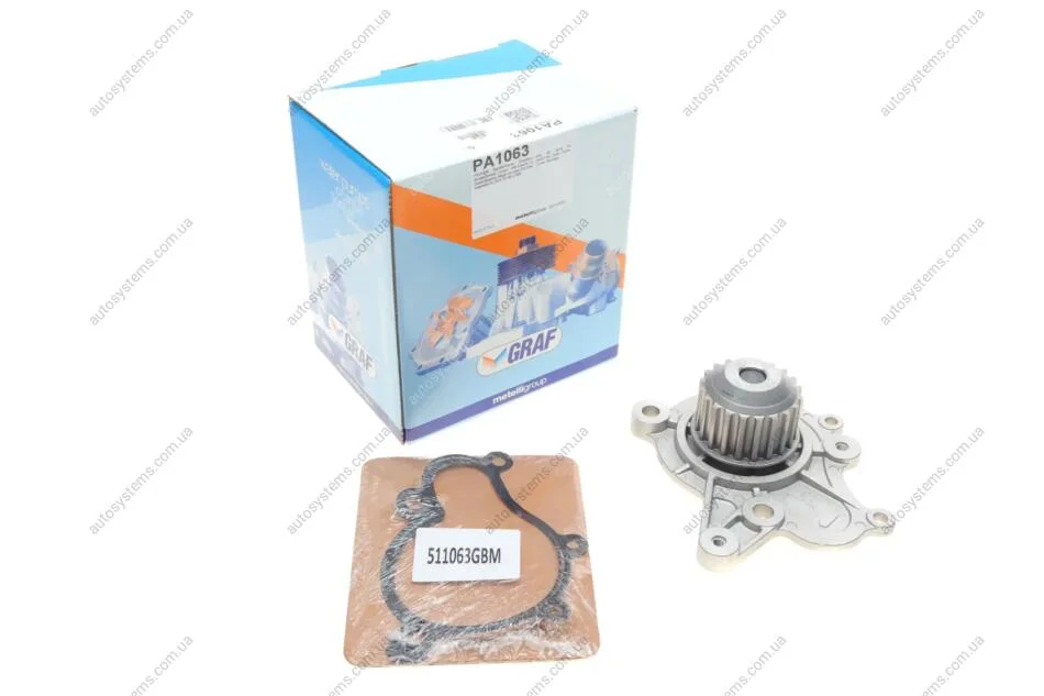 Помпа води Hyundai Tucson/Santa Fe/i30/Elantra/Kia Sportage/Cee\'d 2.0-2.2CRDi 05- (20z) (R/B)(6 лоп) GRAF PA1063 (фото 1)