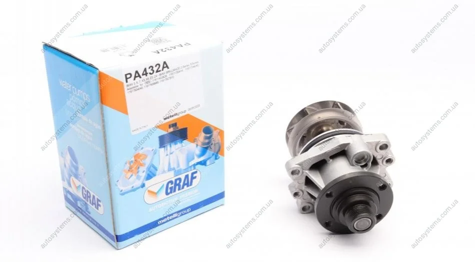 Помпа води BMW 3/5/7/X3/X5/Z3/Z4 2.0i/2.2i/2.5i/2.8i/3.0i 87-10 (R/B) (7 лоп.) GRAF PA432A (фото 1)