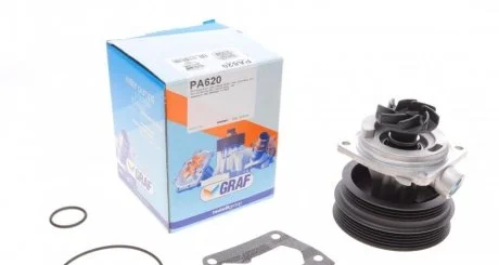 Помпа води Fiat Doblo/Palio/Stilo/Bravo 1.6 16V 95-11 (R/B) (8 лоп.) (8 кан.) GRAF PA620