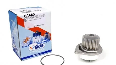 Помпа води Citroen Berlingo/C2/C3/C4/Peugeot 106/206/207/307/308/Partner 1.6 96- (19z) (B/B) (6 лоп) GRAF PA683