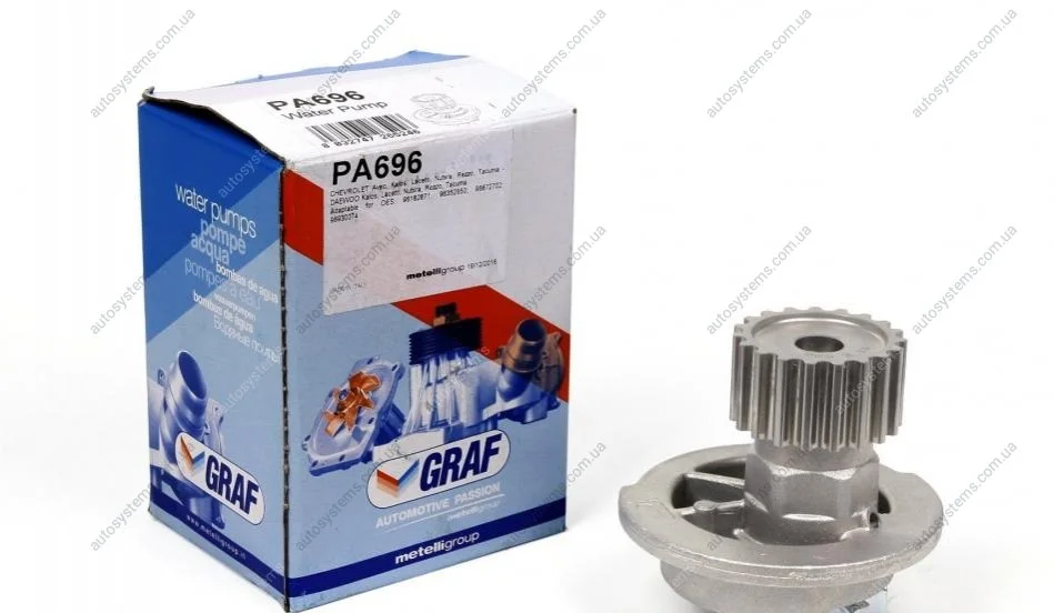 Помпа води Chevrolet Aveo/Lacetti 1.4/1.6 03-/Daewoo Nubira 1.6 16V 97- (19z) (R/B) (7 лоп.) GRAF PA696 (фото 1)