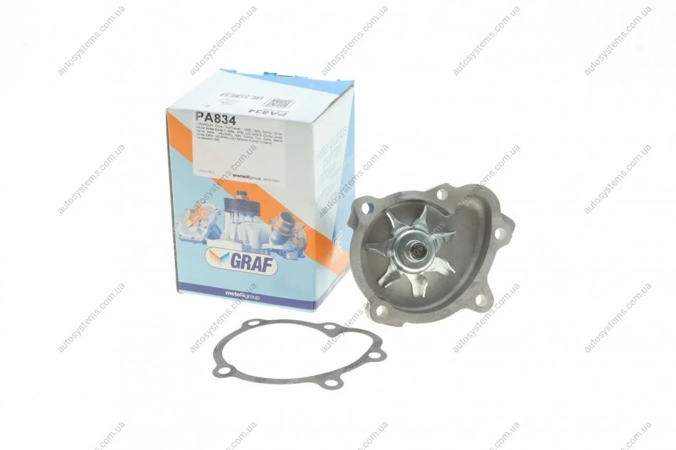 Помпа води Opel Astra G/H/J/Combo/Corsa C/D/Zafira 1.7CDTI/DTI 00- (R/B)(7 лоп)(d центр.шківа=30mm) GRAF PA834 (фото 1)