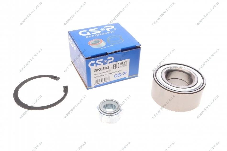 Підшипник маточини (передньої) Peugeot 106 91-04/205 87-98 (35x72x33)(к-кт) GSP GK0882 (фото 1)