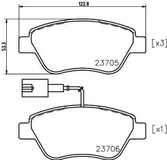 Тормозные колодки дисковые, комплект HELLA 8DB 355 018-821