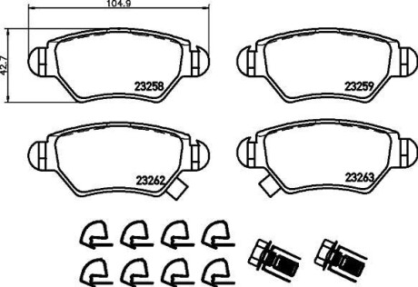 Тормозные колодки дисковые, комплект HELLA 8DB 355 019-271