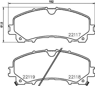 Тормозные колодки дисковые, комплект HELLA 8DB 355 024-621