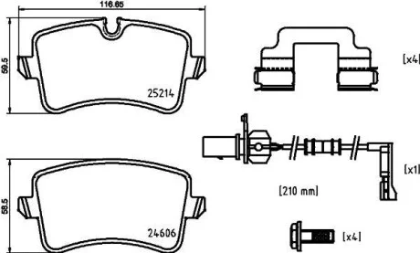Тормозные колодки дисковые, комплект HELLA 8DB 355 025-311