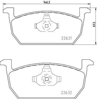 Тормозные колодки дисковые, комплект HELLA 8DB 355 032-951