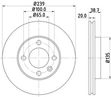 Тормозной диск передний вентилируемый HELLA 8DD 355 100-191