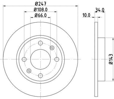 Тормозной диск передний невентилируемый HELLA 8DD 355 100-841