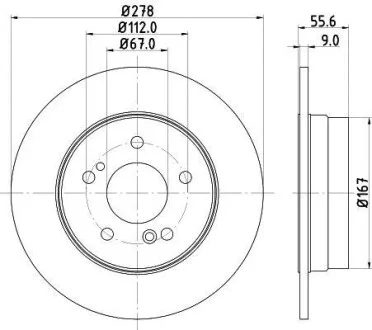 Тормозной диск задний невентилируемый HELLA 8DD 355 101-011