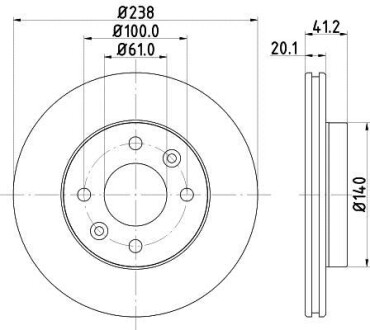 Тормозной диск передний вентилируемый HELLA 8DD 355 101-261