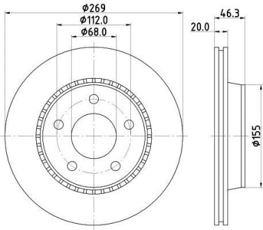 Тормозной диск задний вентилируемый HELLA 8DD 355 101-351