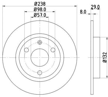 Тормозной диск передний невентилируемый HELLA 8DD 355 101-451