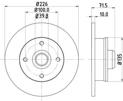 Тормозной диск задний невентилируемый HELLA 8DD 355 101-661