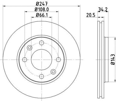 Тормозной диск передний вентилируемый HELLA 8DD 355 101-801