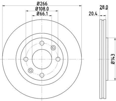 Тормозной диск передний вентилируемый HELLA 8DD 355 102-051