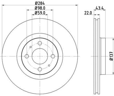 Тормозной диск передний вентилируемый HELLA 8DD 355 102-391