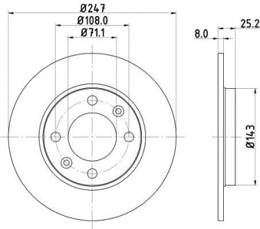 Тормозной диск задний невентилируемый HELLA 8DD 355 102-511