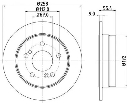 Тормозной диск задний невентилируемый HELLA 8DD 355 102-991