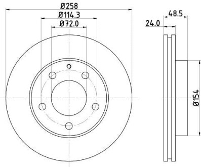 Тормозной диск передний вентилируемый HELLA 8DD 355 103-221