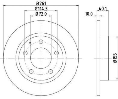 Тормозной диск задний невентилируемый HELLA 8DD 355 103-231