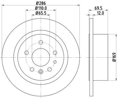 Тормозной диск задний невентилируемый HELLA 8DD 355 103-741